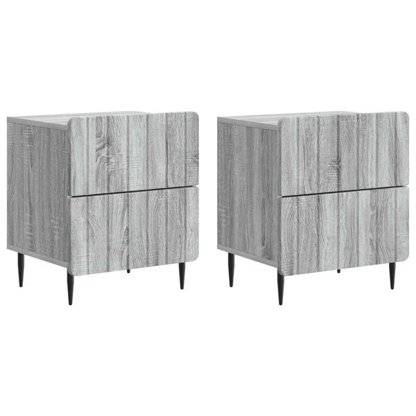 vidaXL Nachttisch 2-teilig Graues Sonoma 43 x 34,5 x 49,5 cm, 894308