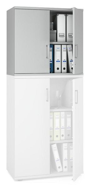 Deskin Flügeltüren-Aufsatzschrank MULTI MODUL-PRO, Dekor lichtgrau, B 800 x H 750 x T 420 mm, 351863