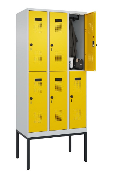 C+P Doppelstock-Spind Evolo PLUS, Gestell, 6 Fächer, 2120x900x500mm, 7035/1023, Drehriegel, 0493307-30 S10001