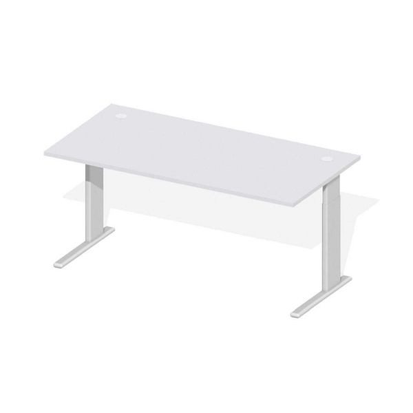 Deskin Schreibtisch Comfort M MULTI M, Dekor lichtgrau, Gestell Alusilber, B 1600 x T 800 x H 640 - 820 mm, 219675