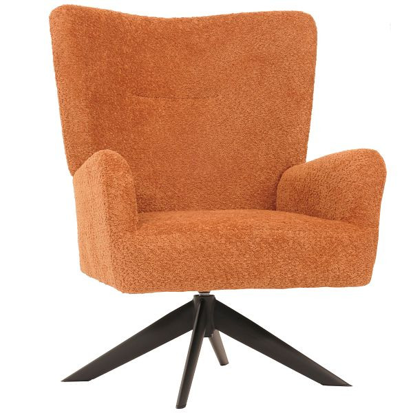 Mendler Lounge-Sessel HWC-N65, Cocktailsessel Polstersessel Relaxsessel, drehbar, Stoff/Textil Chenille Metall, terracotta, 107919