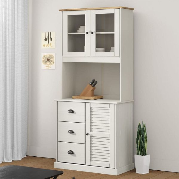 vidaXL Sideboard-Aufsatz VIGO Weiß 78x30x100 cm Massivholz Kiefer, 353206