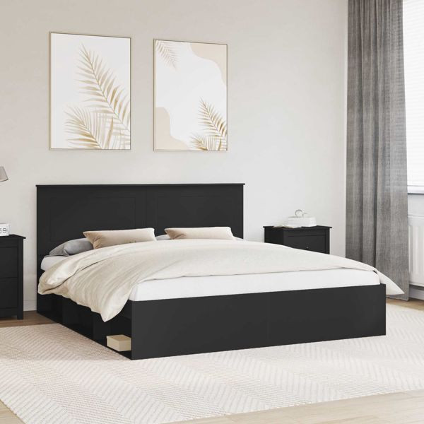 vidaXL Bettrahmen Schwarz 180 x 200 cm Massives Kiefernholz, 3409319