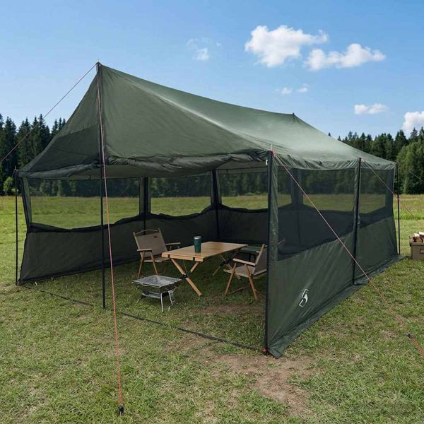 vidaXL Familienzelt Armeegrün 600 x 400 x 268 cm Polyester und Stahl, 42028606