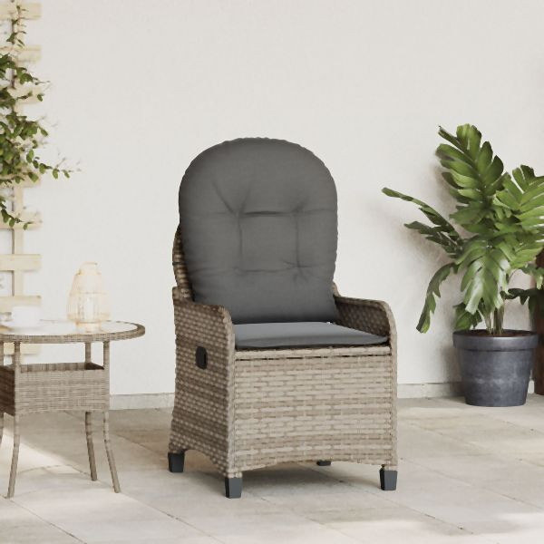 vidaXL Relaxsessel mit Kissen Grau Poly Rattan, 42003419