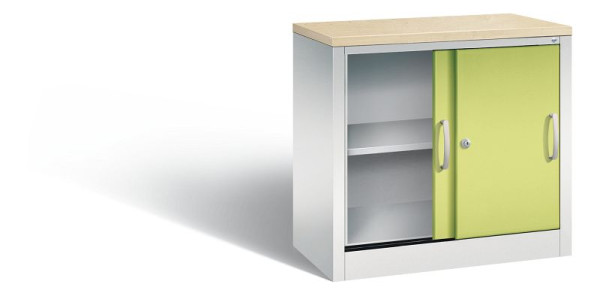 C+P Sideboard mit Schiebetüren Acurado, H720xB800xT400mm, Farbe: Lichtgrau / Viridingrün, Bügelgriff, 2 OH, 5722-00 S10436