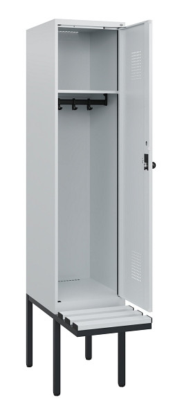 C+P Spind Evolo PLUS, 1 Abteil, 1950x400x815mm, 7035/7035, Drehriegel, Sitzfläche Kunststoff, 0490405-12 S10067