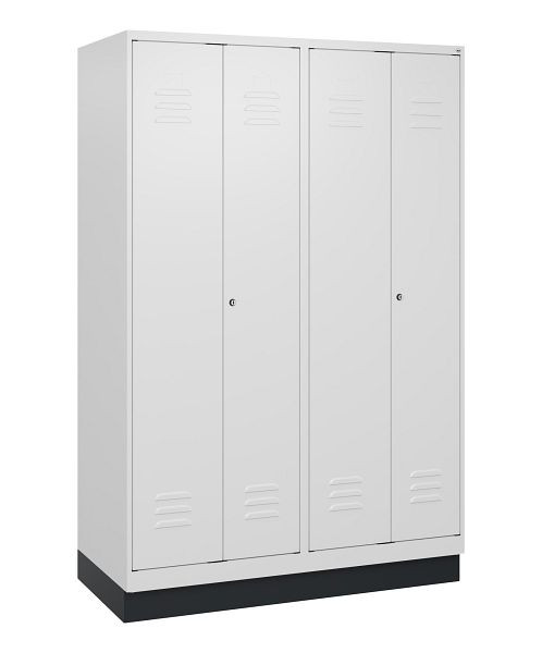 C+P Umkleidespind Classic PLUS, Doppel-Spind, Sockel, 4 Abteile, 1800x1200x500mm, 9016/9016, Zylinderschlösser, 0800227-40P S10029