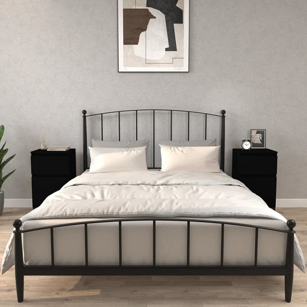vidaXL Nachttische 2 Stück Schwarz 40x35x70 cm, Material: Holzwerkstoff, Metall, 819711
