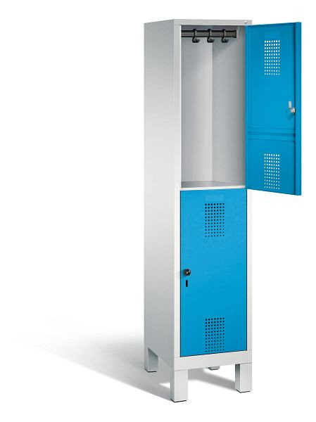 C+P Spind doppelstöckig Evolo, H1850xB420xT500mm, Farbe: Lichtgrau / Lichtblau, 48310-12 S10025