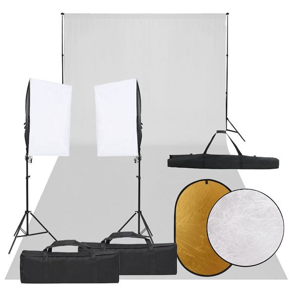 vidaXL Fotostudio-Set mit Beleuchtung, Hintergrund und Reflektor, 3094763