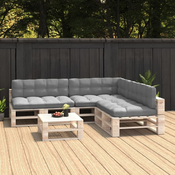 vidaXL Palettensofa-Auflagen 7 Stück Grau, Polyester, 314589