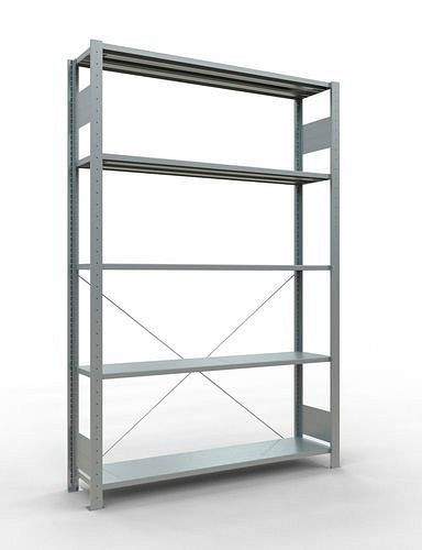 Schulte Fachbodenregal, Grundfeld, 5 Lagerebenen, Kreuzstrebe, Fachlast 150 kg, 1360 x 336 x 2000 mm, 278707