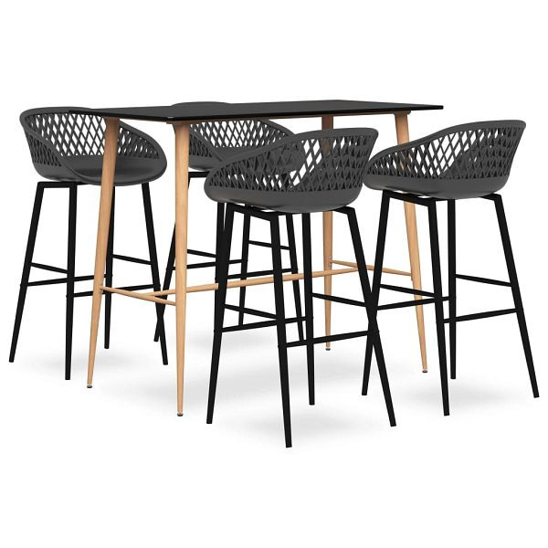 vidaXL 5-tlg. Bar-Set Schwarz und Grau, Top-Qualität, 3057461