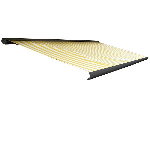 Mendler Elektrische Kassettenmarkise T122, Markise Vollkassette 4x3m, Polyester Gelb/Weiß, Rahmen anthrazit, 58263+34295+58310