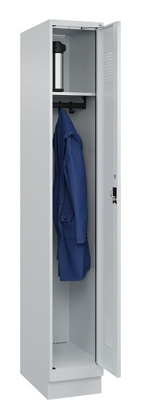 C+P Spind Evolo PLUS, mit Sockel, 1 Abteil, 1950x300x500mm, 7035/7035, Verschluss Zylinderschloss, Ablageböden 1, 049020-10 S10040