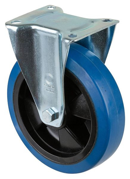 BS Rollen Transportrolle, Bockrolle, Rad-Breite 50 mm, Rad-Ø 200 mm, Tragfähigkeit 300 kg, Elastik-Reifen blau, Kunststoff, Kugellager, L410.B62.201
