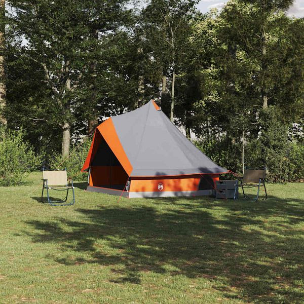 vidaXL Familien-Tipi-Zelt mit Dach Grau und Orange 400 x 346 x 250 cm, 42000980