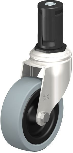 Blickle LKRXA-VPA 101G-11-EXR15 Edelstahl-Apparate-Lenkrolle mit Expander, Vollgummi, Grau, 853268