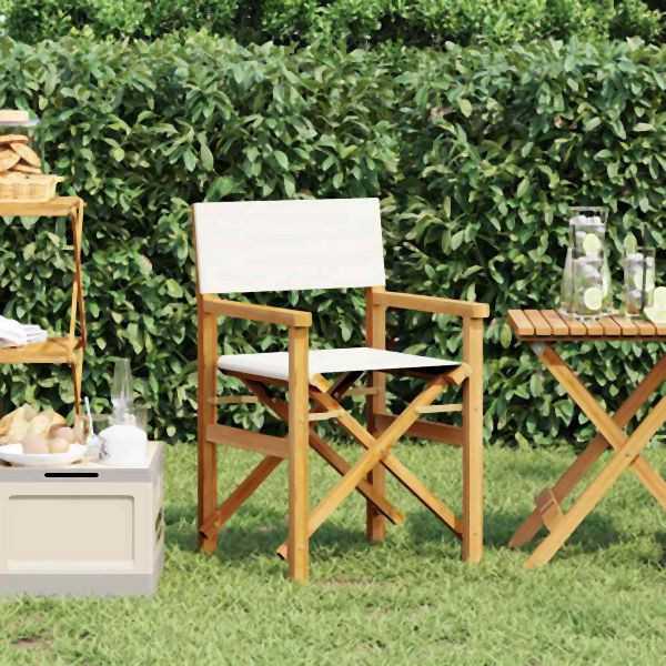 vidaXL Regiestuhl Klappbar Creme Massivholz Teak, 4008507