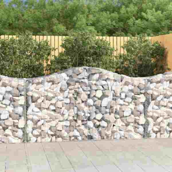 vidaXL Gabionen mit Hochbogen 8 Stück 200x50x100/120cm Verzinktes Eisen, 3145646