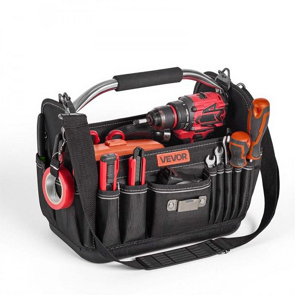 VEVOR Werkzeugtasche 33x20x25cm, 14 Innen- & 19 Außenfächer, Wasserfest, Polyester mit Schultergurt & Tragegriff, KDGJTB13YCSLYIDCS001V0