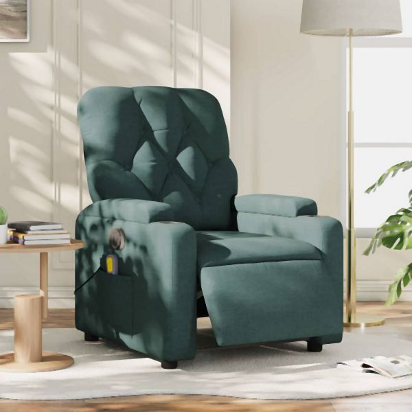 vidaXL Massagesessel Elektrisch Dunkelgrün Stoff, 3204704