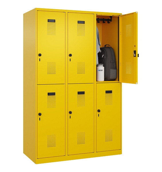 C+P Doppelstöckiger Spind Evolo PLUS, 6 Fächer, 1850x1200x500mm, 1023/1023, Drehriegel, 049300-32 S10022