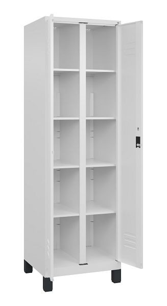 C+P Wäsche-Spind Classic PLUS, Füße, 2 Abteile, 1950x600x500mm, 9016/9016, Verschluss Zylinderschloss, 080012-20B S10029