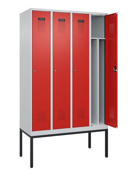 C+P Spind Evolo PLUS, Gestell, 4 Abteile, 2120x1200x500mm, 7035/3000, Verschluss Zylinderschloss, 0490307-40F S10030