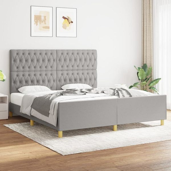 vidaXL Bettgestell mit Kopfteil Hellgrau 180x200 cm Stoff, 3125316