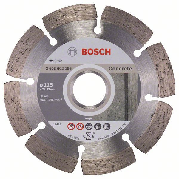 Bosch Diamanttrennscheibe Standard for Concrete, 115 x 22,23 x 1,6 x 10 mm, 2608602196