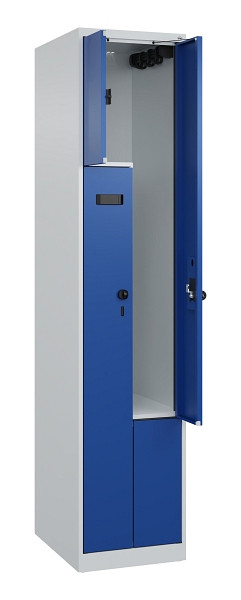 C+P Z-Spind Evolo PLUS, 2 Fächer, 1850x400x500mm, 7035/5010, Drehriegel, 049003-122 S10013