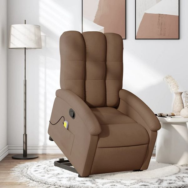 vidaXL Massagesessel mit Aufstehhilfe Braun Stoff, 3204108