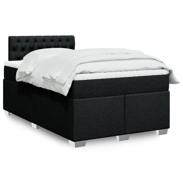 vidaXL Boxspringbett mit Matratze Schwarz 120x200 cm Stoff, 3288164