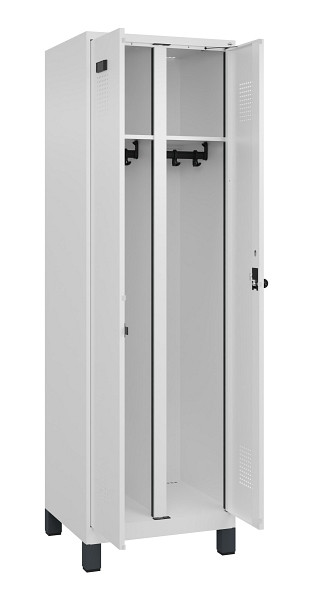 C+P Schwarz-Weiß-Spind Evolo PLUS, mit Füßen, 2 Abteile, 1950x600x500mm, 9016/9, Drehriegel, 049012-20 S10020