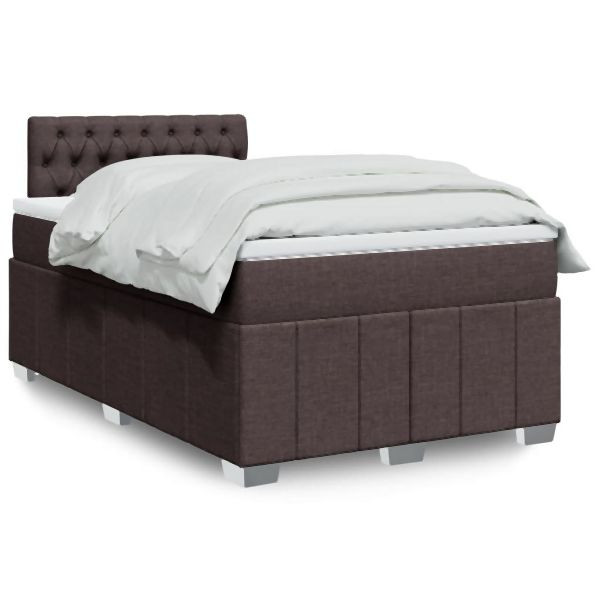 vidaXL Boxspringbett mit Matratze Dunkelbraun 120x200 cm Stoff, 3289345