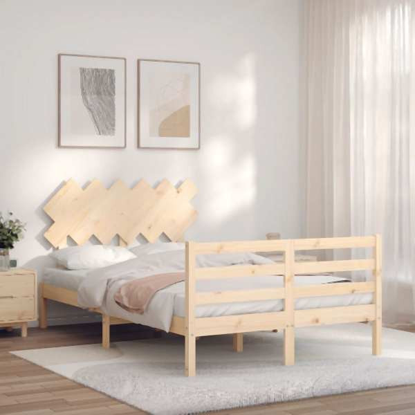 vidaXL Massivholzbett mit Kopfteil, 3195256, 8720845404260