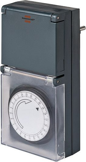 Brennenstuhl Zeitschaltuhr MZ 44 IP 44, mechanisch (mit erhöhtem Berührungsschutz & Schutzabdeckung) schwarz, VE: 6 Stück, 1506460