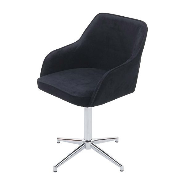 Mendler Esszimmerstuhl HWC-F82, Küchenstuhl Lehnstuhl, höhenverstellbar Drehmechanismus, Samt schwarz, Chromfuß, 73556