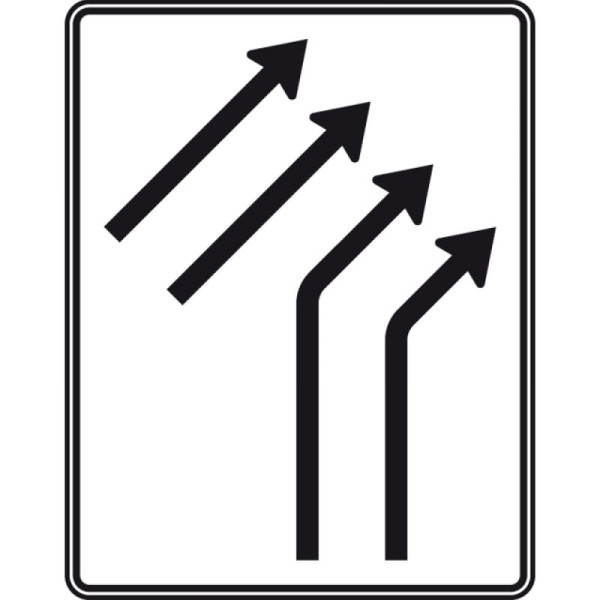 Stein HGS Zusammenführungstafel an einmündender Strecke, zweistreifig plus zweistreifig durchgehend, Nr. 551-22, RA2/Flachform 2mm, ohne Entfernungsangabe, 1600x1250mm, 551-22-121
