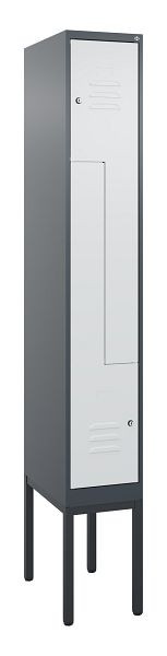 C+P Z-Spind Classic PLUS, Gestell, 2 Abteile, 2120x300x500mm, 7016/7035, Zylinderschlösser, 0800337-102 S10028