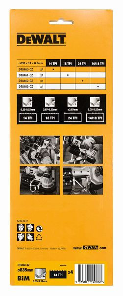 DeWalt Bandsägeblatt 835x12x0,5mm 1,8mm, VE: 4 Stück, DT8460-QZ