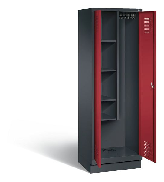 C+P Putzmittel-Spind Evolo, H1800xB610xT500mm, Farbe: Schwarzgrau / Rubinrot, 48120-00 S10163