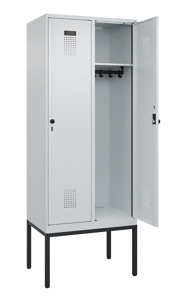 C+P Spind Evolo PLUS, Gestell, 2 Abteile, 2120x800x500mm, 7035/7035, Verschluss Drehriegel, Ablageböden 2, 0490307-22 S10013