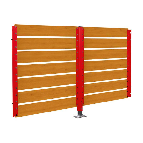 STEIN HGS Verkleidungen Modulo Container Überdachungen doppelseitig, auf Bodenplatten, Helle Eiche, verkehrsrot (RAL 3020), 78164.0024
