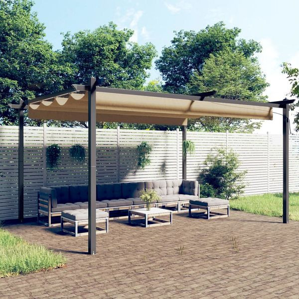 vidaXL Pavillon mit Ausziehbarem Dach 4x3 m Taupe, 318539