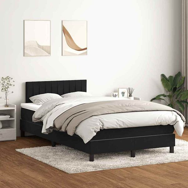 vidaXL Boxspringbett mit Matratze Schwarz 120x220 cm Samt, 3317117