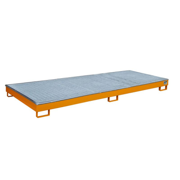 STEIN HGS Regalwanne mit PE-Einsatz RW PE, 238 Liter, RAL 2000 gelborange, Gesamthöhe 195 mm, lackiert, Gitterrost, 79216.0091