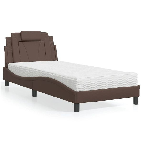 vidaXL Bett mit Matratze Braun 80x200 cm Kunstleder, 3208756